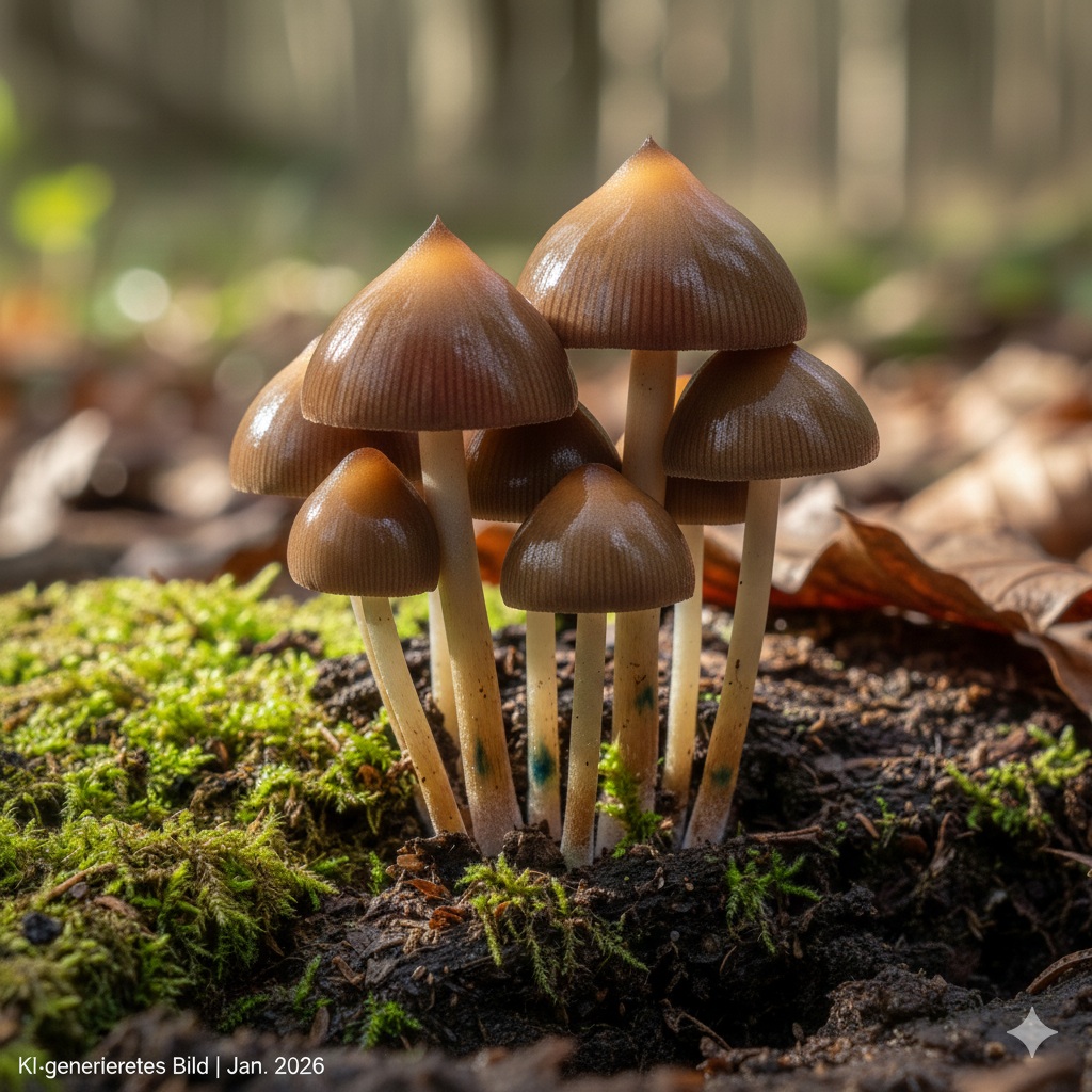 Spitzkegeliger Kahlkopf - Bild exemplarisch. KI generiert. 